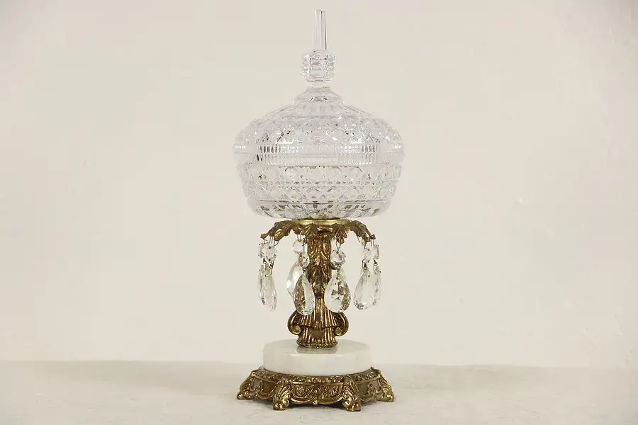 Main image of Crystal Marble & Gold 1960's Vintage Candy Jar, Signed Cornell
