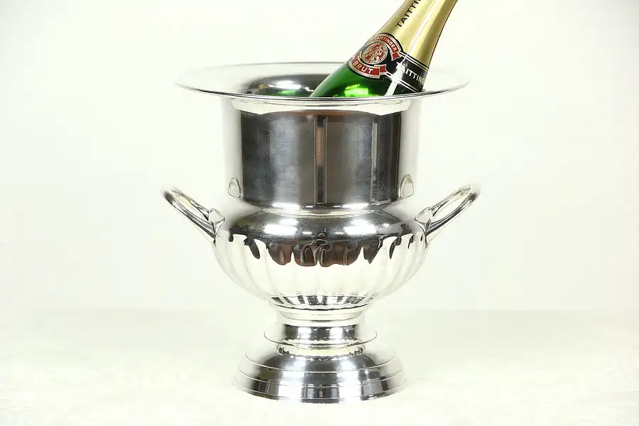 Main image of Champagne Bucket or Wine Chiller or Cooler, Vintage Silverplate