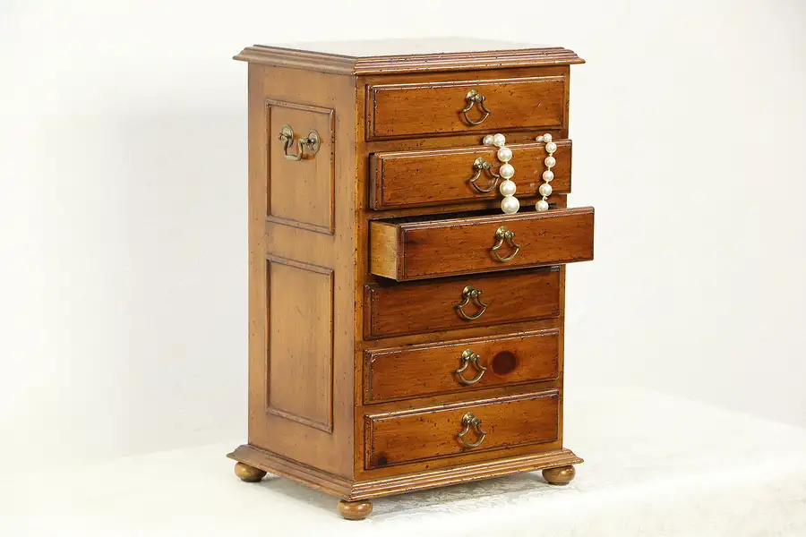 Main image of Jewelry Chest or Collector Cabinet, Vintage Pine, 6 Drawers, Signed Alfred Assid