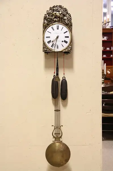 Main image of French Morbier Antique 1850 Farmhouse Wall Clock