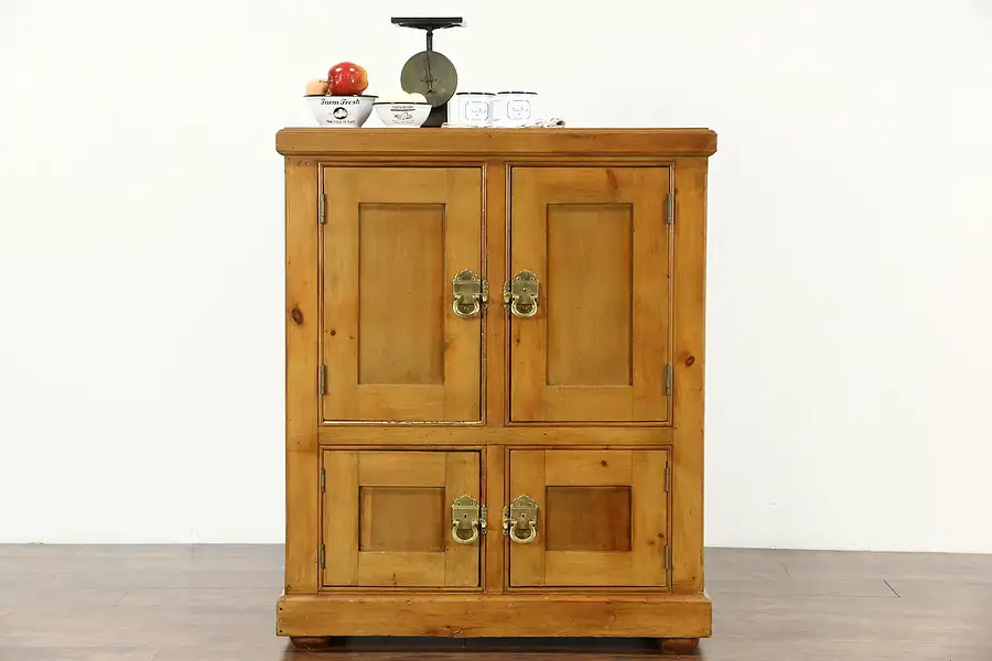 Main image of Victorian Pine Icebox or Pantry Cabinet, Signed Boston 1885