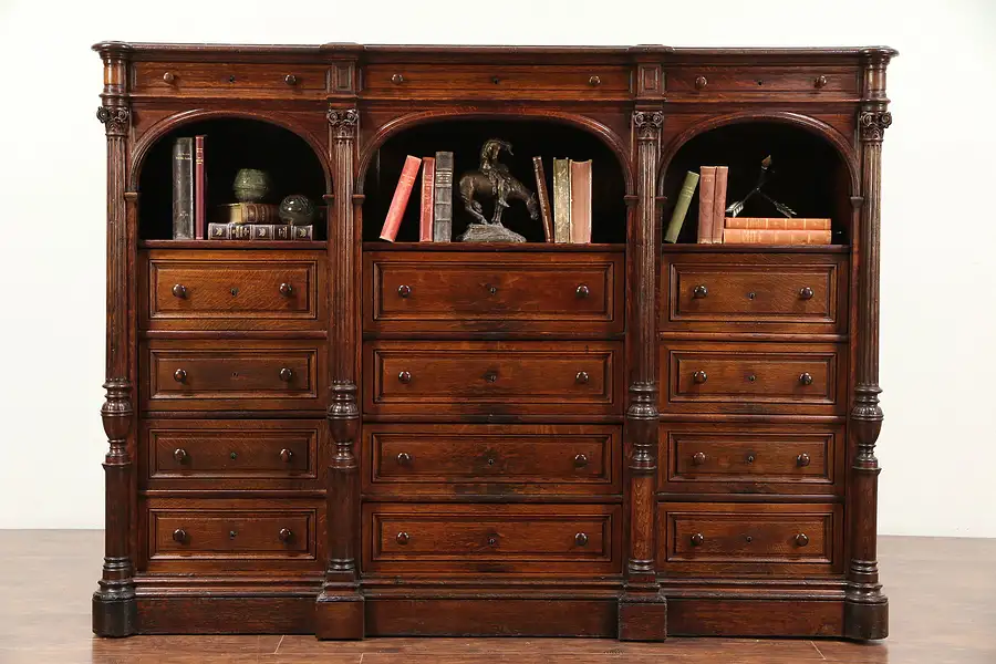 Main image of French Oak Antique 15 Drawer Dresser, Music or Collector File, Paris