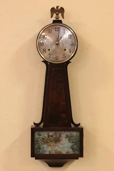 Main image of Gilbert Antique Mahogany Banjo Clock
