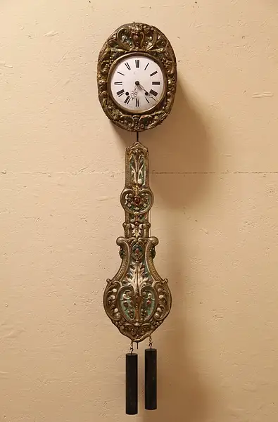 Main image of Country French Wag-on-the-Wall Morbier Antique Clock
