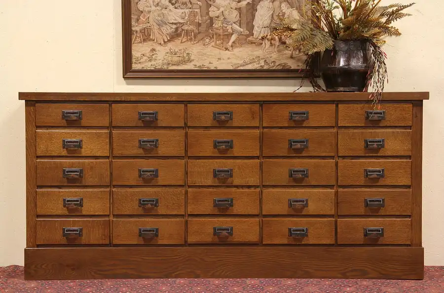 Main image of Oak 25 Drawer Cabinet 1910 Antique Counter