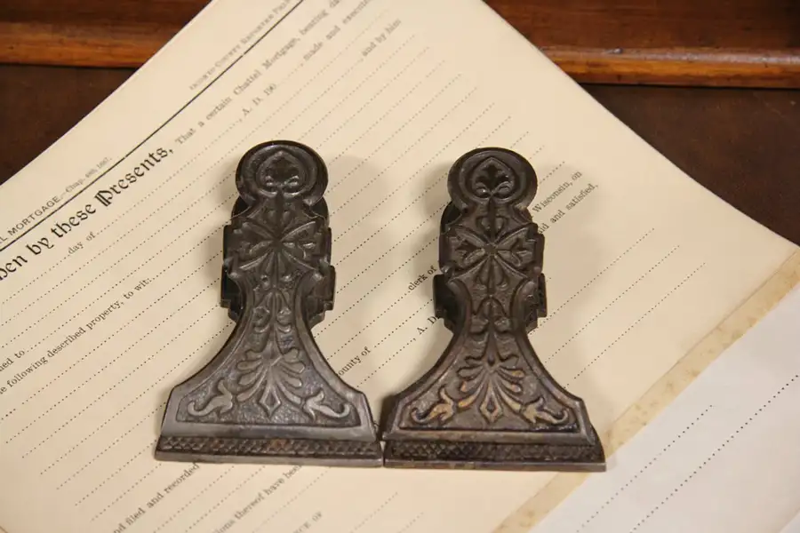 Main image of Pair Victorian 1870 Antique Iron Wall or Desk Paper Clips