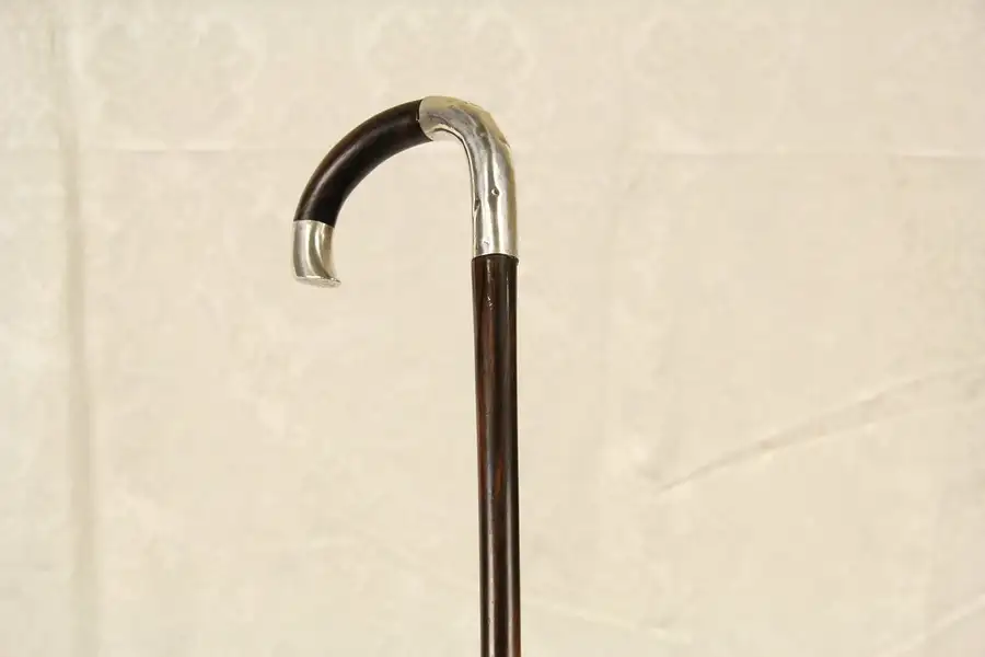 Main image of Sterling Silver & Rosewood 1895 Antique Walking Stick or Cane
