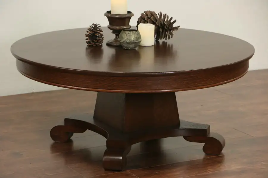 Main image of Round 45" Oak Coffee Table from 1900 Antique Dining Table