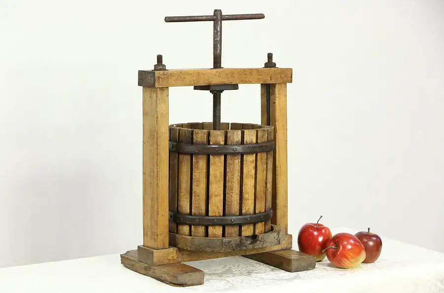Main image of Cider or Fruit Antique Wine Cellar Press, Maple & Iron, early 1900's