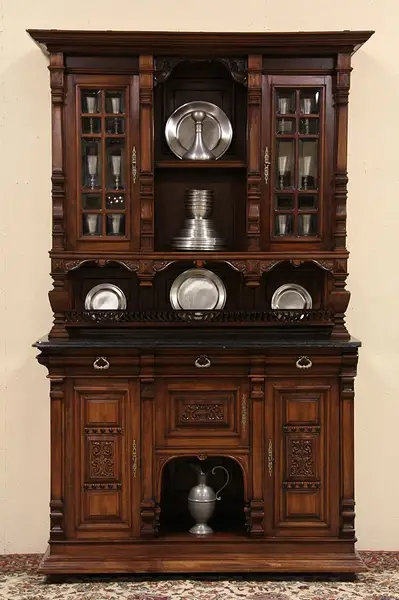 Main image of Granite Top Antique 1900 Back Bar or Server