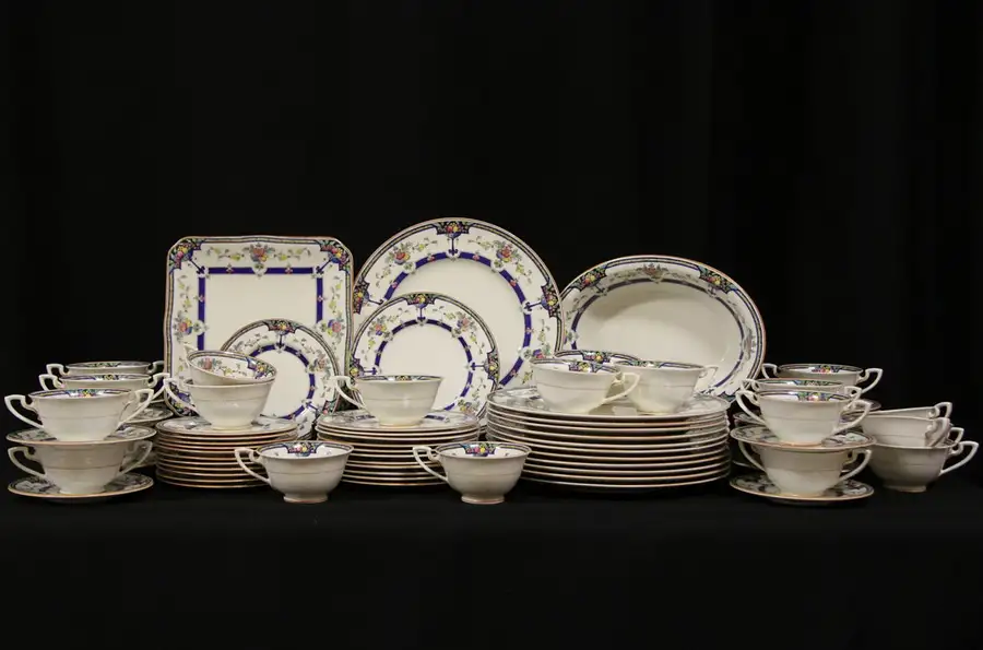 Main image of Set of Royal Worcester Orlando Cobalt Blue China for 12, 2 Serving Pieces