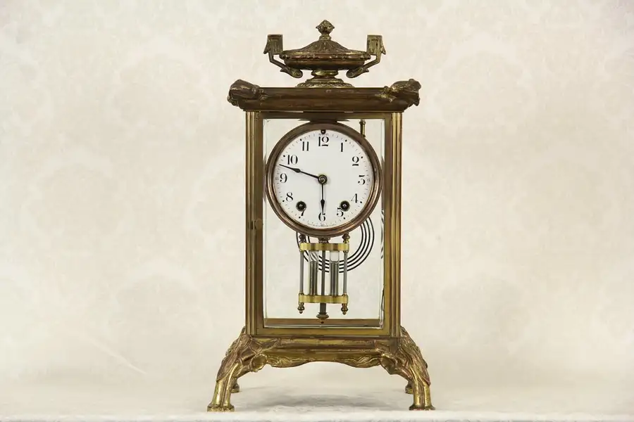 Main image of Seth Thomas Bronze 1900 Antique Crystal Regulator Clock