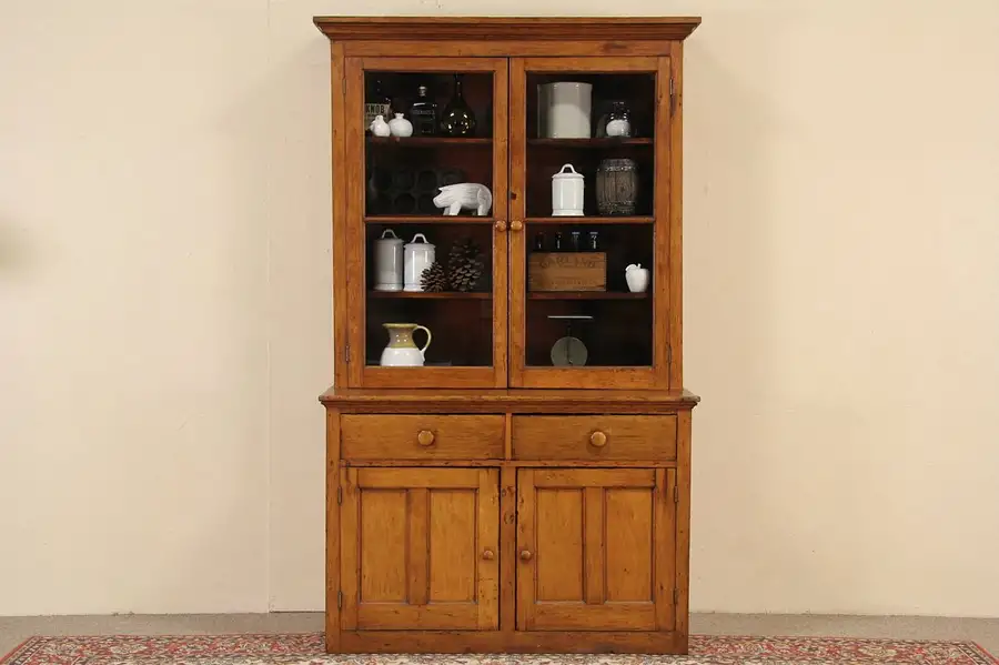 Main image of Country Pine Step Back Antique 1890 Pantry Cupboard