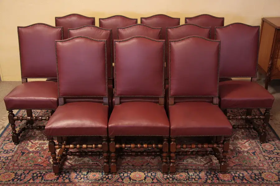 Main image of Set of 12 Antique English Country Dining Chairs