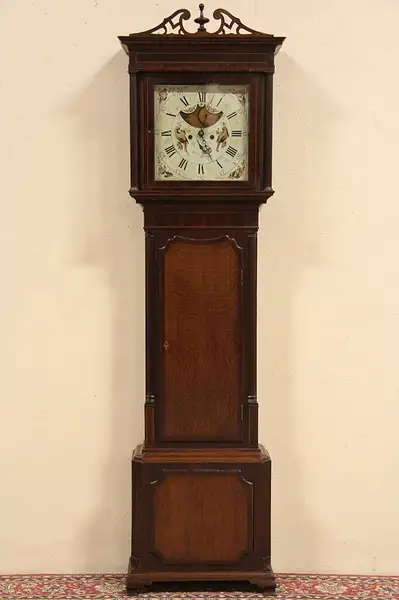 Main image of Georgian 1800 Antique Tall Case Grandfather Clock, Mahogany & Oak