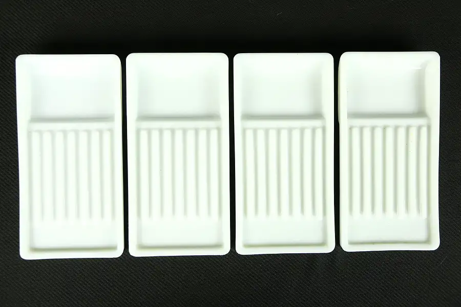 Main image of Four Antique Milk Glass Dental Trays, signed The American Cabinet Co.,Two Rivers