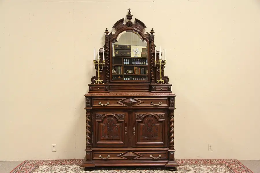 Main image of Marble Top Dresser or Linen Chest, Beveled Mirror