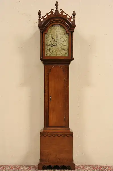 Main image of Ford Museum Tiger Maple Vintage Tall Case Grandfather Clock