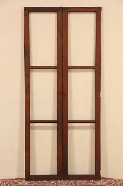 Main image of Architectural Salvage Pair of 1900 Antique Oak Library or Pantry Doors