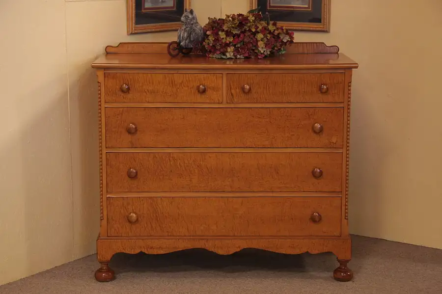 Main image of Antique Tiger Maple Chest or Dresser