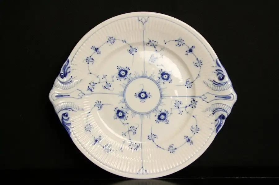 Main image of Royal Copenhagen Blue Fluted Plain Cake or Pastry Plate with Handles