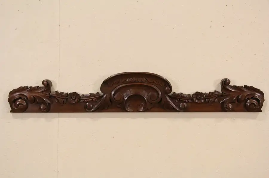 Main image of Victorian Carved 1880 Antique 50" Walnut Architectural Salvage Crest