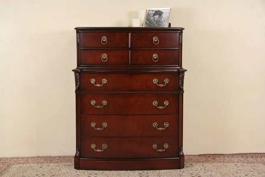 Main image of Traditional Mahogany Kent Coffey Signed 1950 Vintage Tall Chest on Chest