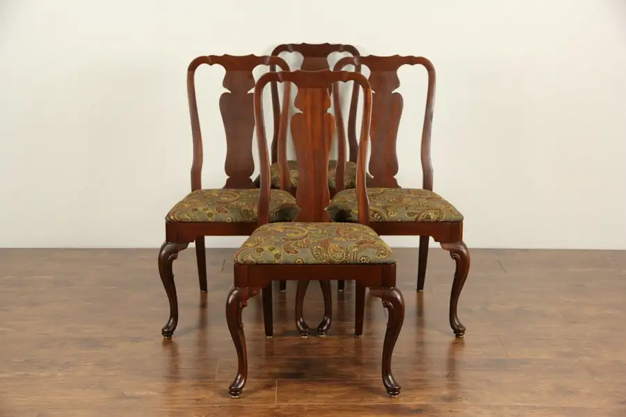 Main image of Set of 4 Georgian Style Vintage Mahogany Dining or Game Chairs