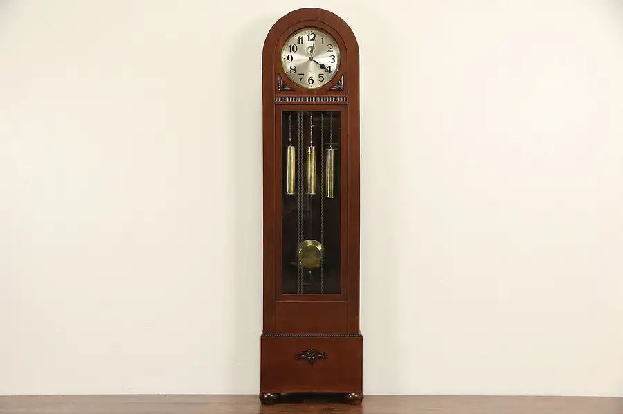 Main image of Art Deco 1915 Winterhalter Signed German Grandfather Long Case Westminster Clock