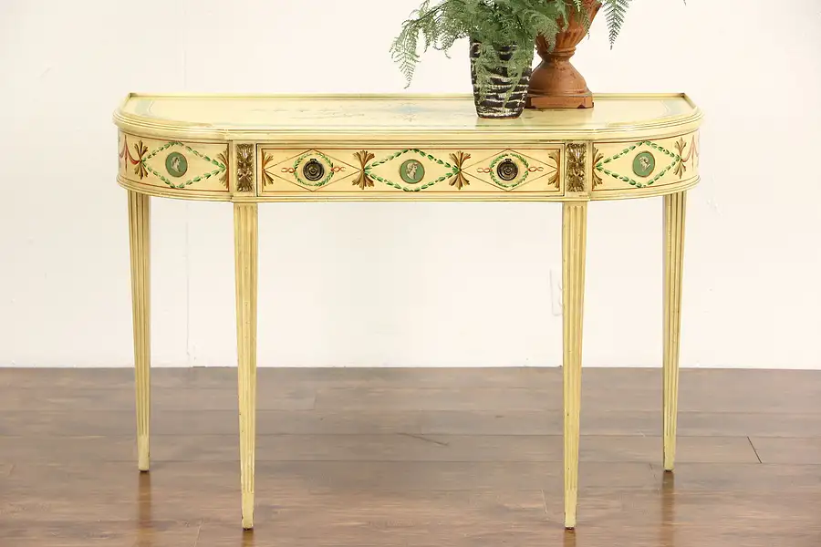Main image of Classical Hand Painted Mahogany 1940's Hall Console or Sofa Table