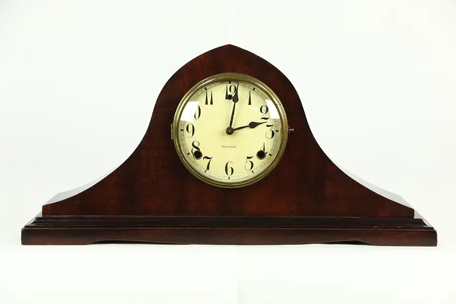 Main image of Mahogany 1920 Antique Mantel Clock, Signed Gilbert