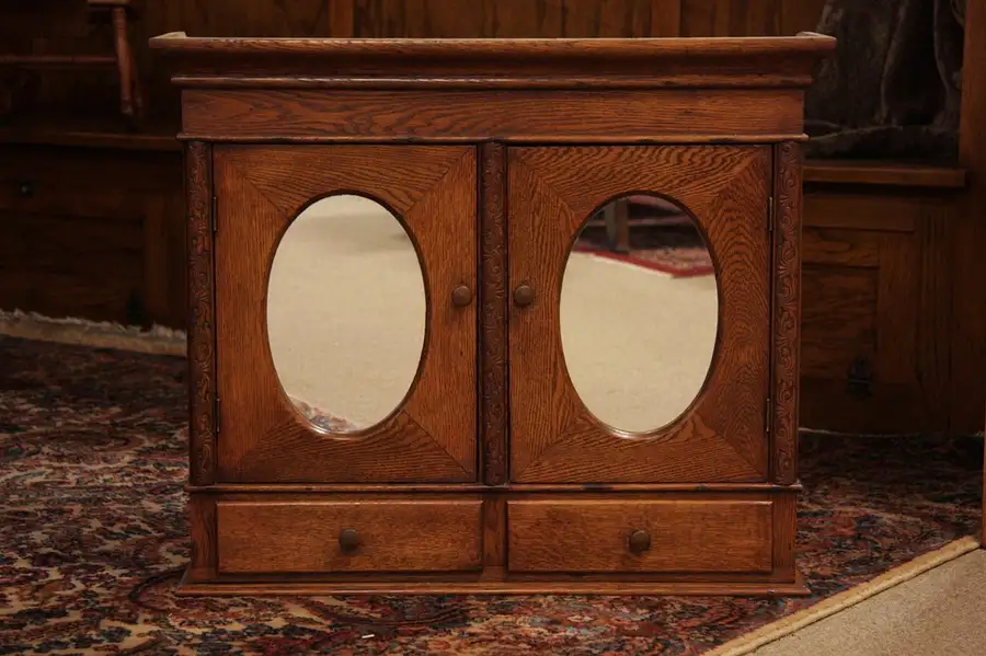 Main image of Victorian Oak Medicine Chest or Hanging Cabinet