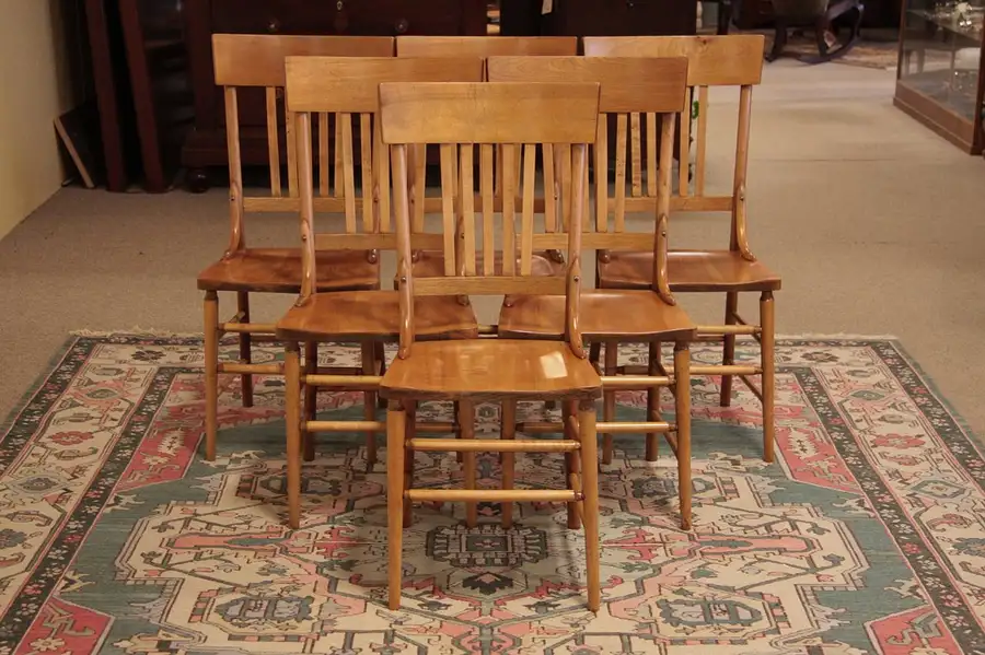 Main image of Set of 6 Maple Antique Dining Chairs