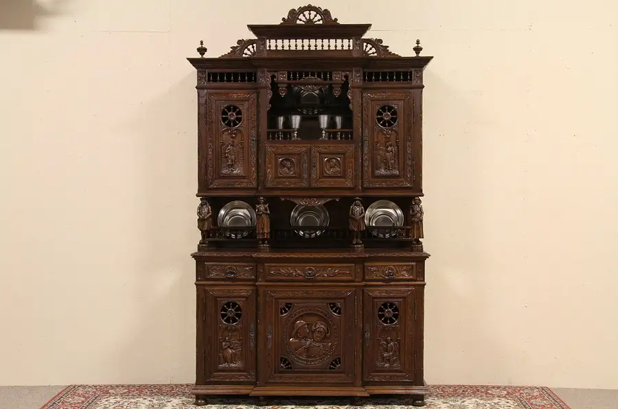 Main image of Brittany Carved Antique Dowry Cupboard