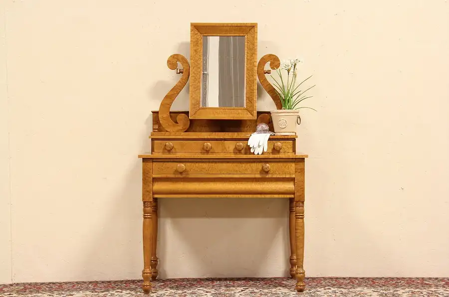 Main image of Curly or Birdseye Maple 1830 Vanity, Dressing Table or Hall Console