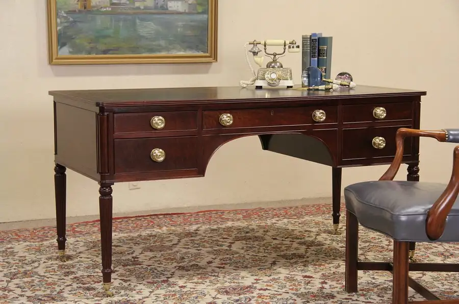 Main image of Kittinger NY Vintage Writing Desk, Mahogany & Tooled Leather