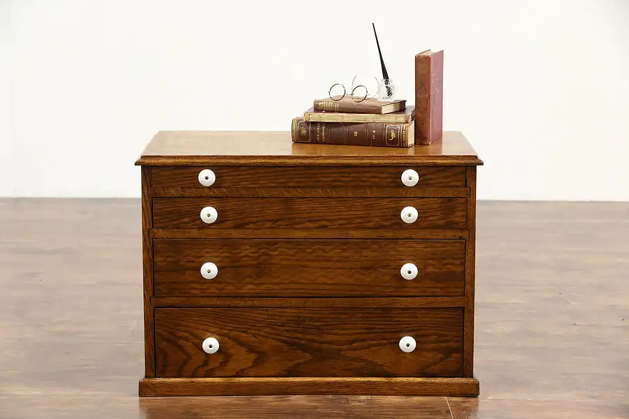 Main image of Oak Antique 1900 Jewelry or Collector Chest, End Table
