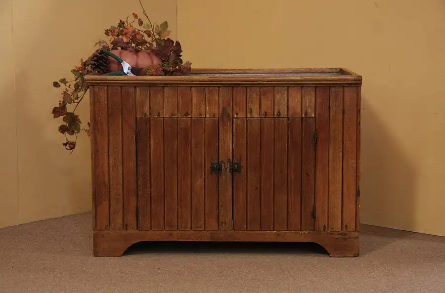 Main image of Country Oak Wainscoting Primitive Antique Dry Sink