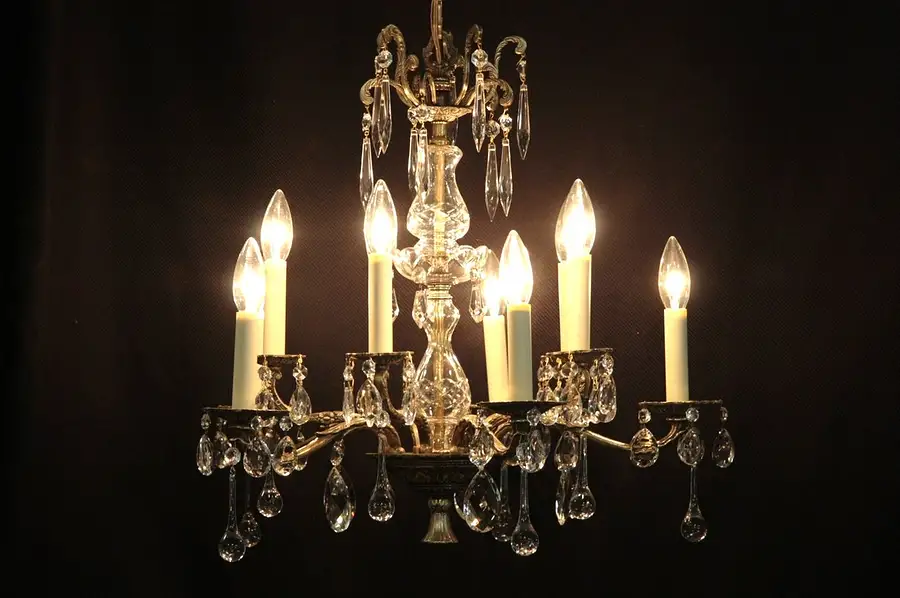 Main image of Brass & Crystal 10 Candle Chandelier