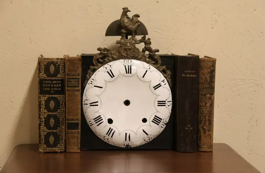 Main image of French 1840 Antique Enamel & Brass Clock Case Only