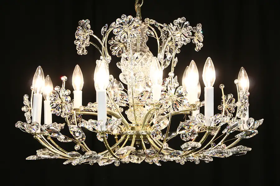 Main image of Chandelier with 14 Candles & Cut European Crystal Prisms