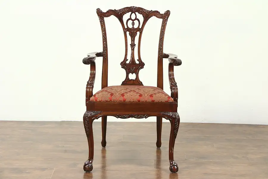 Main image of Georgian Chippendale Style Carved Desk, Dining or Occasional Chair