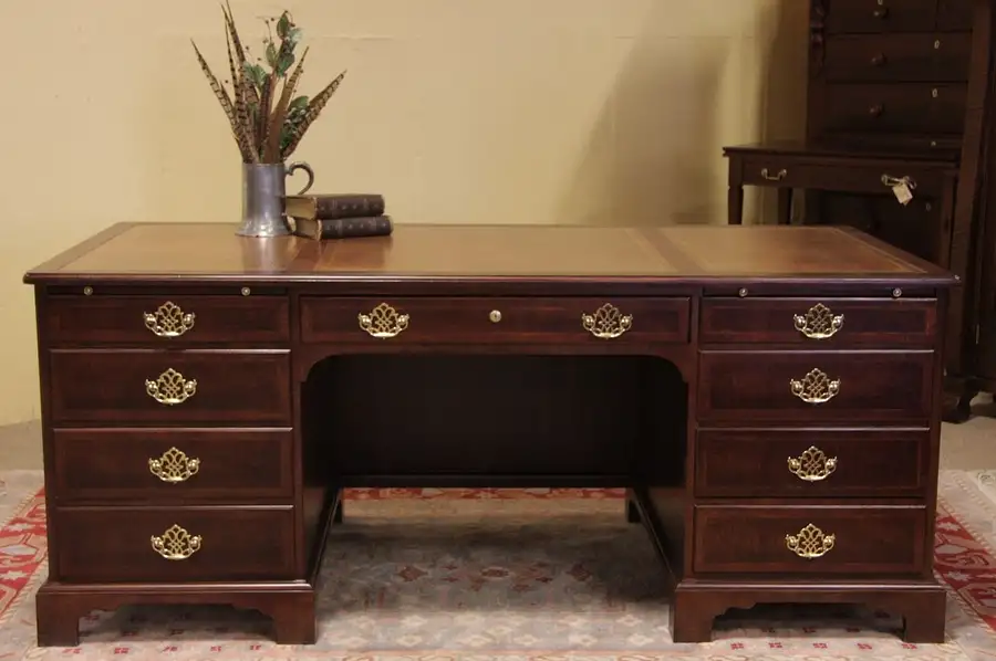 Main image of Baker Traditional Executive Desk with Leather Top