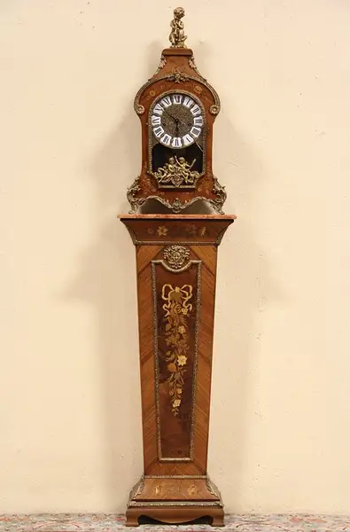 Main image of Hermle Marquetry Bracket Clock & Marble Top Pedestal, Germany