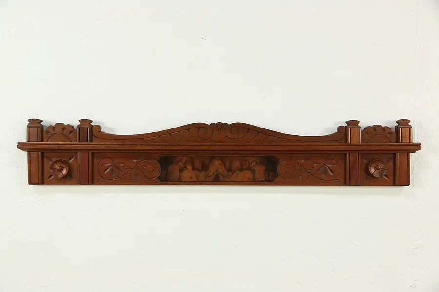 Main image of Victorian Eastlake Spoon Carved Walnut Burl Antique Architectural Salvage Crest