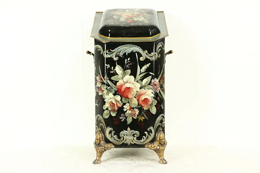 Main image of Victorian Antique Hand Painted English Fireplace Coal Hod, Scuttle, Caddy