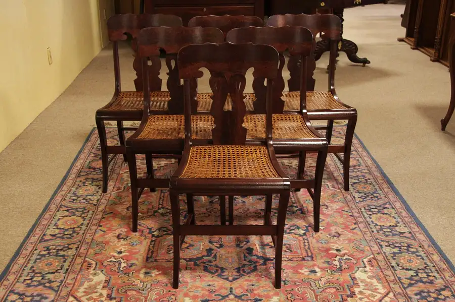 Main image of Set of 6 1840 Antique Dining Chairs, New England