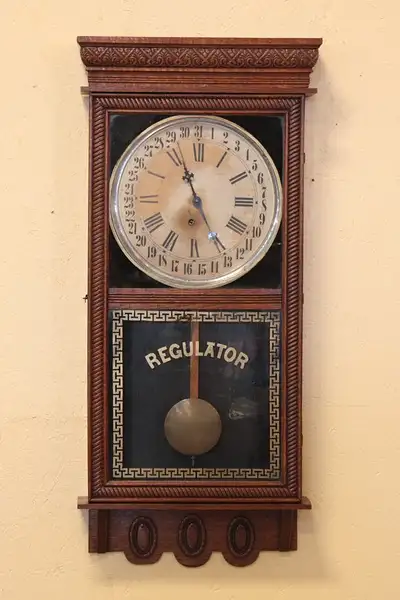Main image of Ingraham Victorian Oak Calendar Regulator Wall Clock