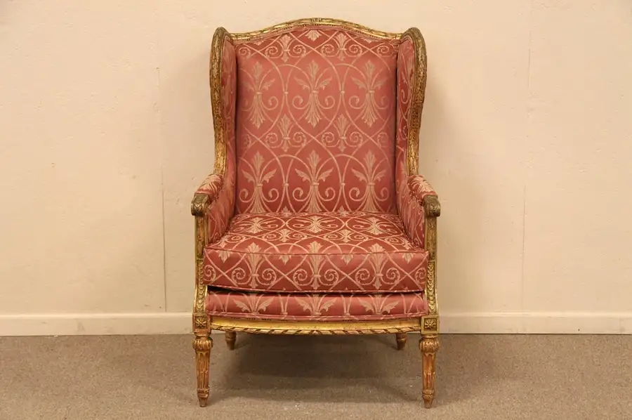 Main image of Louis XVI Antique 1910 Gold Wing Chair