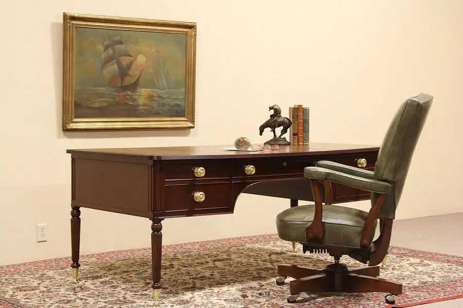 Main image of Kittinger Mahogany Writing Desk, Tooled Leather Top